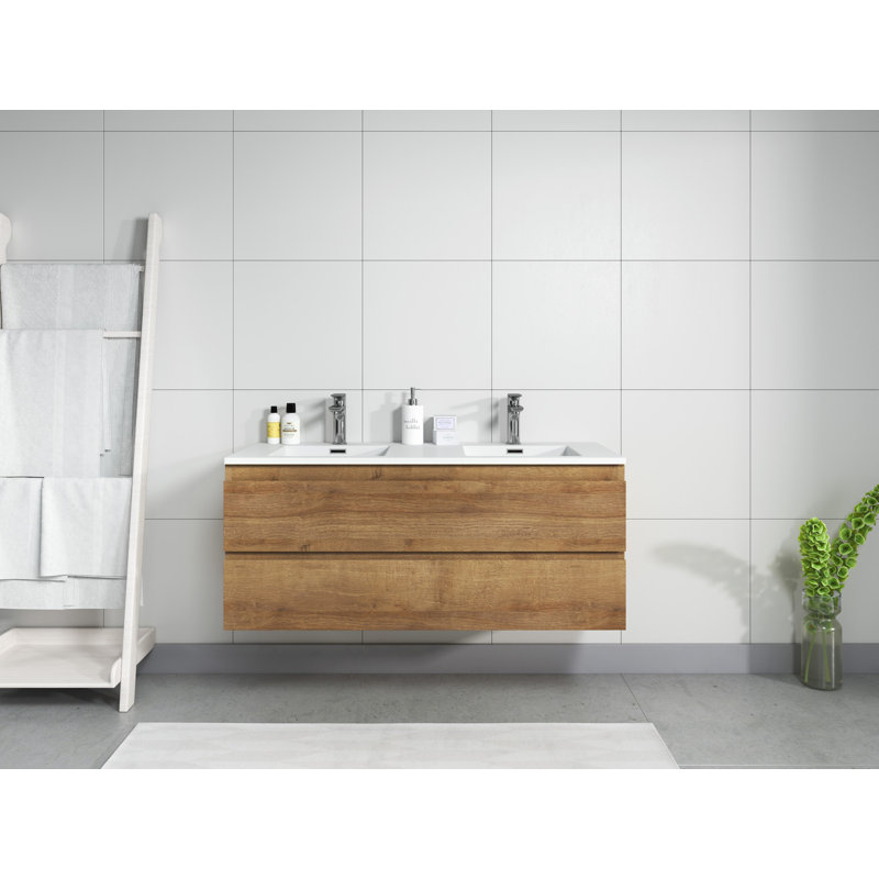 Hykkon 120 cm breiter wandmontierter Doppelwaschtisch Gerardo | Wayfair.de